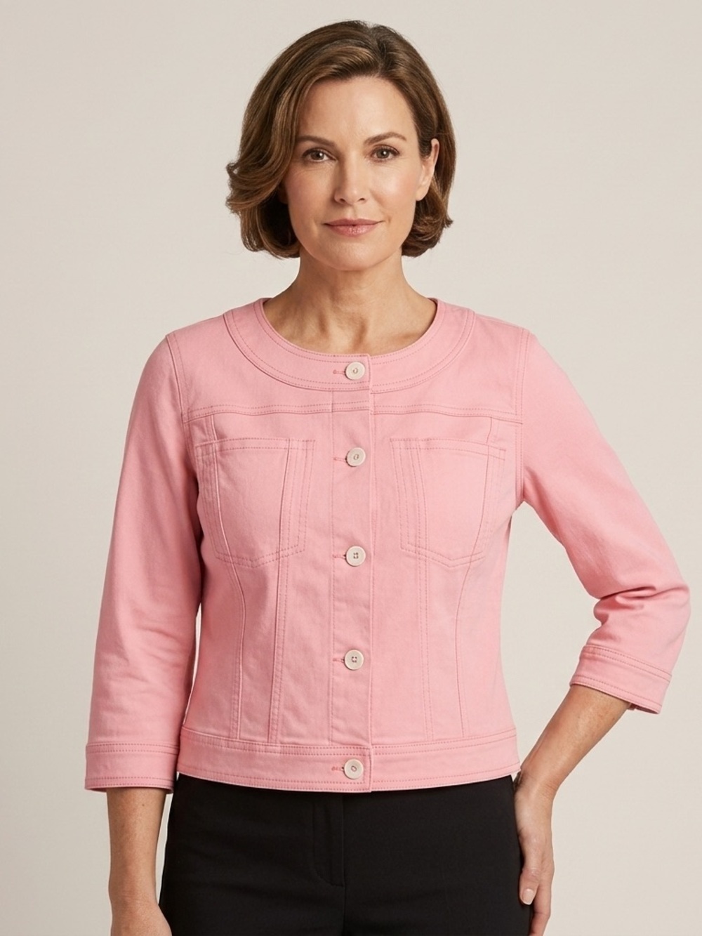 PIAZZA SEMPIONE Women's Pink Button-Front Jacket (121)